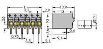 Pružinová svorkovnice WAGO 2081-1212, 1 mm², Pólů 12, šedá, 60 ks