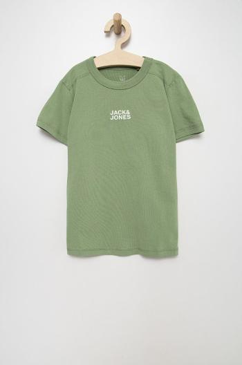 Dětské bavlněné tričko Jack & Jones zelená barva, s potiskem