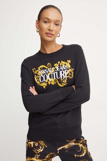 Bavlněná mikina Versace Jeans Couture dámská, černá barva, s potiskem, 77HAIE05 CF00E