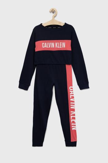 Dětské bavlněné pyžamo Calvin Klein Underwear tmavomodrá barva
