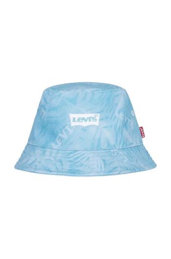 Oboustranná bavlněná dětská čepice Levi's LAN LEVI'S REVERSIBLE BUCKET C tyrkysová barva