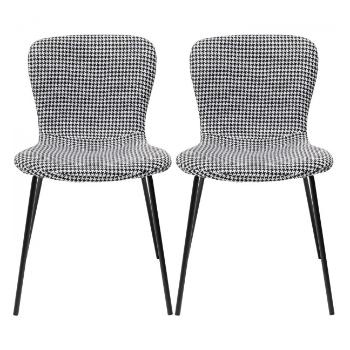 Černobílá čalouněná jídelní židle Frida / set 2 ks