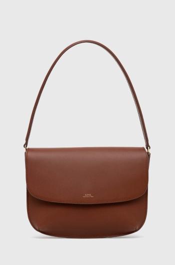 Kožená kabelka A.P.C. sac sarah shoulder hnědá barva, PXAWV-F61526