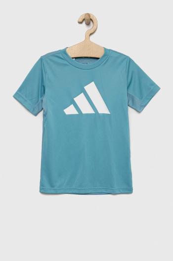 Dětské tričko adidas U TR-ES LOGO tyrkysová barva, s potiskem