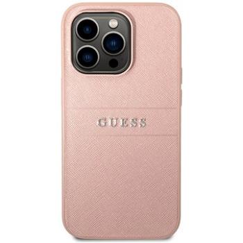 Guess PU Leather Saffiano Zadní Kryt pro iPhone 14 Pro Pink (GUHCP14LPSASBPI)