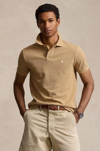 Bavlněné polo tričko Polo Ralph Lauren béžová barva, 710680784