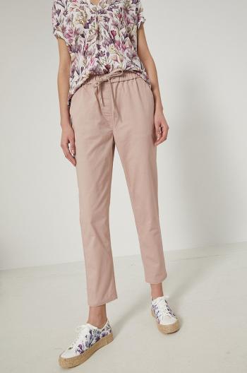 Kalhoty Medicine dámské, růžová barva, střih chinos, high waist