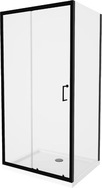 MEXEN/S Apia Sprchový kout 110x80 cm, transparent, černá + vanička se sifonem 840-110-080-70-00-4010B