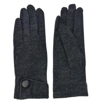 Tmavě šedé zimní rukavice s knoflíkem - 8*24 cm MLGL0012Z