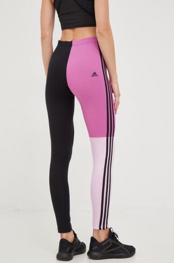Legíny adidas dámské, růžová barva, vzorované