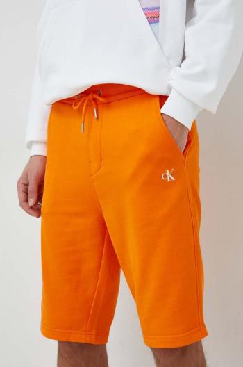 Bavlněné šortky Calvin Klein Jeans pánské, oranžová barva