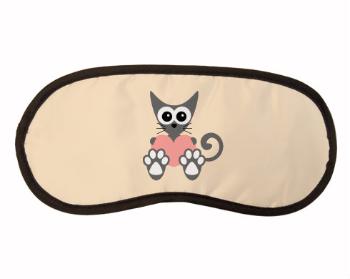 Maska na spaní - škraboška Kočka a srdce