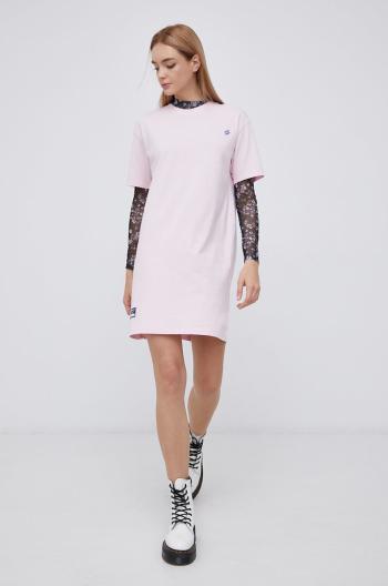 Bavlněné šaty Superdry růžová barva, mini, oversize