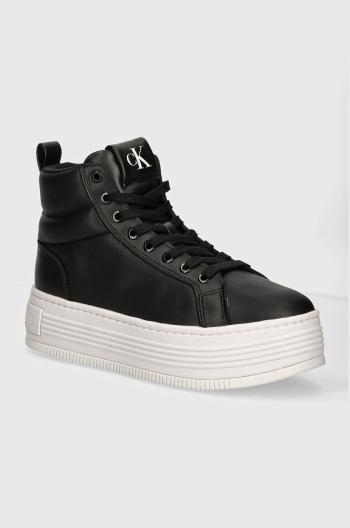 Sneakers boty Calvin Klein Jeans BOLD PLATF MID OH MG LTH černá barva, YW0YW01583