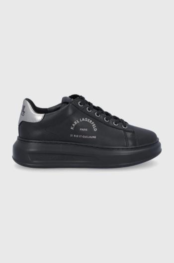 Kožené boty Karl Lagerfeld černá barva, na platformě