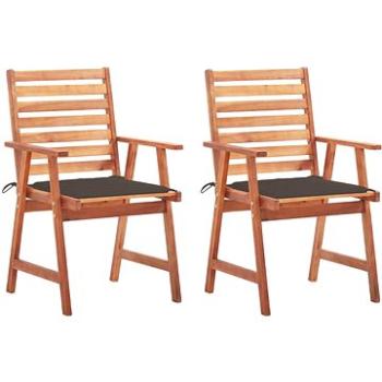 Zahradní jídelní židle 2 ks s poduškami masivní akáciové dřevo, 3064328 (3064328)