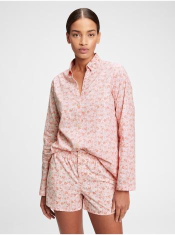 Růžová dámská košile na spaní pajama in poplin