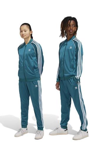 Dětské tepláky adidas Originals SST TRACK PANTS zelená barva, s aplikací, IY7463