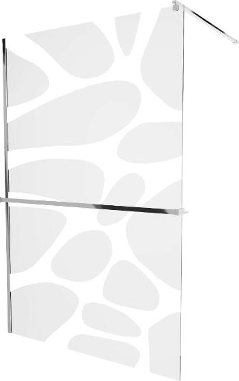 MEXEN/S KIOTO Sprchová zástěna WALK-IN s poličkou a držákem ručníků 120 x 200 cm, bílý dekor 8 mm, chrom 800-120-121-01-97