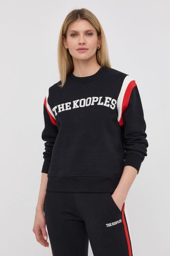 Bavlněná mikina The Kooples dámská, černá barva, s aplikací