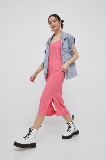 Šaty Tommy Jeans růžová barva, mini, jednoduchý