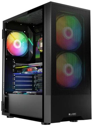 LOGIC PC skříň Arya ARGB MIDI 1x USB 3.0, 2x USB 2.0 + audio, černá, bez zdroje