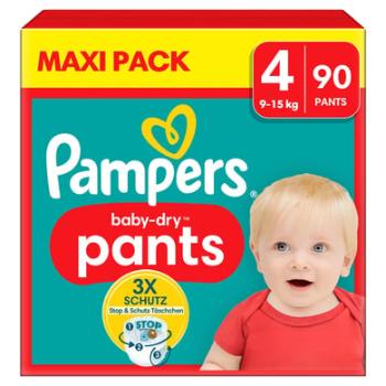 Pampers Dětské suché kalhoty, velikost 4 Maxi, 9-15 kg, Maxi balení (1 x 90 kalhot)