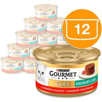 Gourmet gold Savoury Cake s hovězím a rajčaty 12 × 85 g (8445290767363)