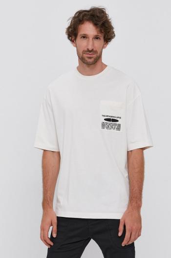 Bavlněné tričko Drykorn bílá barva, s potiskem