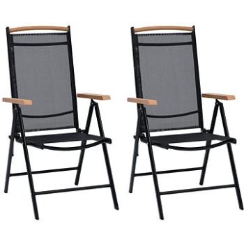 Skládací zahradní židle 2 ks hliník a textilen černé 41732 (41732)