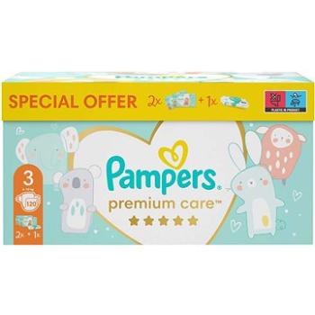 PAMPERS Premium Care dárkový box vel. 3 (120 ks) + ubrousky Aqua Pure 48 ks (8006540378908)