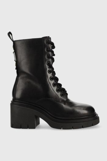 Kožené kotníkové boty Blauer Zenda dámské, černá barva, na podpatku