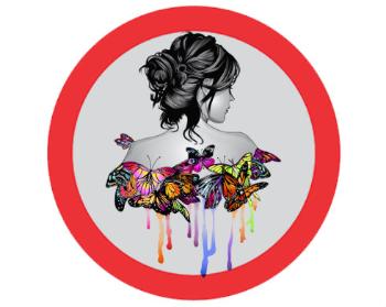 Samolepky zákaz - 5ks Dívka s motýly