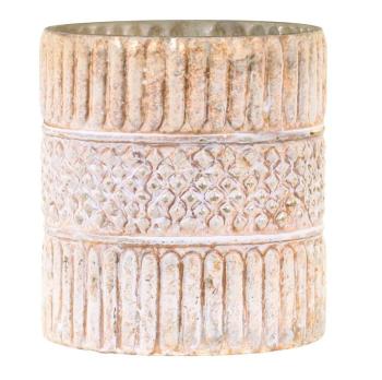 Krémovo-zlatý antik skleněný svícen na čajovou svíčku Malli - Ø 10*12 cm 74022319 (74223-19)
