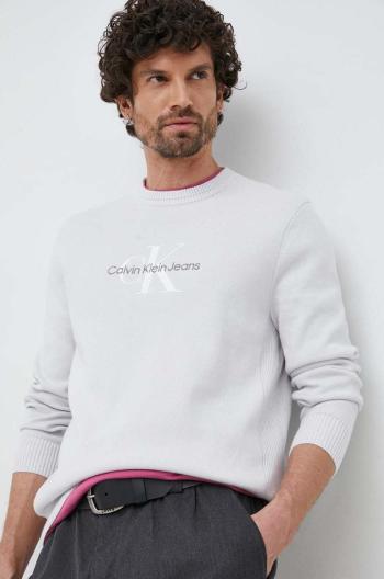 Bavlněný svetr Calvin Klein Jeans šedá barva