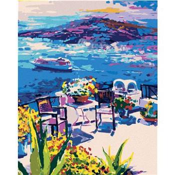 Diamondi - Diamantové malování - TERASA NA SANTORINI, 40x50 cm, bez rámu a bez vypnutí plátna (606653A)