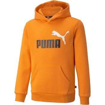 Puma ESS + 2 COL BIG LOGO HOODIE FL B Chlapecká mikina, oranžová, velikost 128