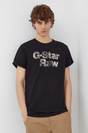 Bavlněné tričko G-Star Raw černá barva, s potiskem