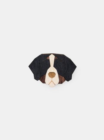 Dřevěná brož ve tvaru psa Bernese Mountain Dog Brooch BeWooden