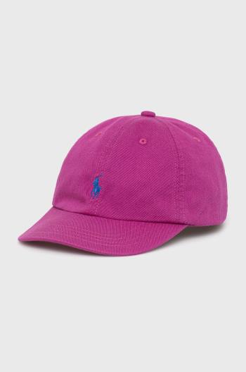 Dětská bavlněná čepice Polo Ralph Lauren růžová barva, hladká