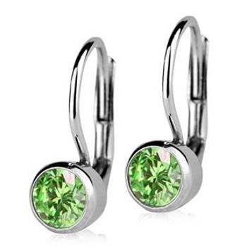 Šperky4U Stříbrné náušnice se zelenými kameny 5 mm - ZB23066-G