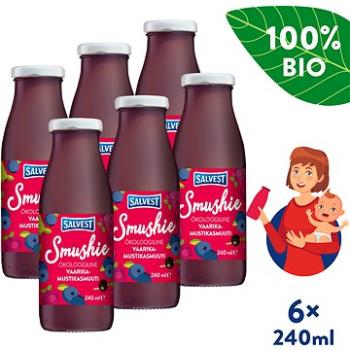 SALVEST Smushie BIO Ovocné smoothie s borůvkami, malinami a černým rybízem (6× 240 ml) (4740073076712)