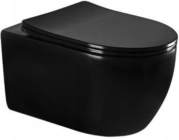 MEXEN/S Carmen Závěsná WC mísa včetně sedátka s slow-slim, z duroplastu, černá matná 30881085