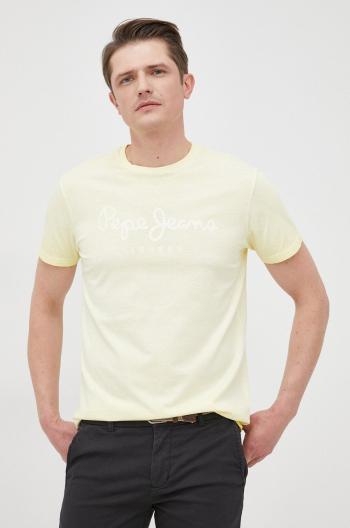 Bavlněné tričko Pepe Jeans West Sir New N žlutá barva, s potiskem