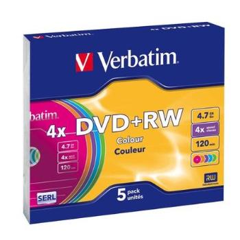 VERBATIM DVD+RW(5-Pack)Slim/Colour//4x/DLP/4.7GB, 43297