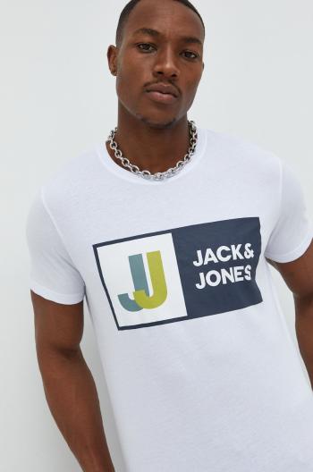 Bavlněné tričko Jack & Jones Jcologan bílá barva, s potiskem