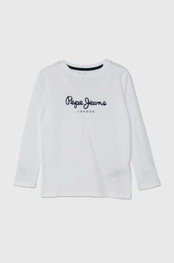 Dětské bavlněné tričko s dlouhým rukávem Pepe Jeans NEW HERMAN bílá barva, s potiskem, PB503919