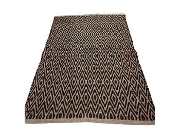 Přírodní jutový koberec s černým Diamond vzorem - 80*120cm 118520