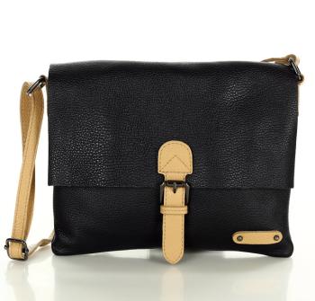 MARCO MAZZINI ČERNÁ CROSSBODY S BÉŽOVÝMI DOPLŇKY (L237A) Velikost: ONE SIZE