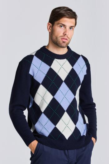 SVETR GANT D1. ARGYLE C-NECK modrá L